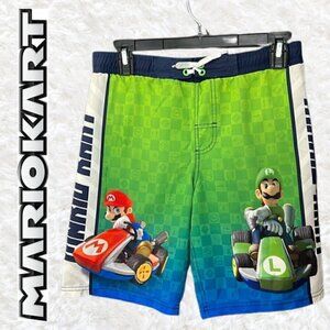 Mario Kart Boys Size L Boardshort Green White Swim Mario Luigi